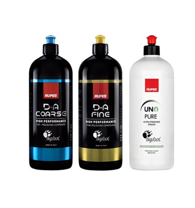 KIT PASTE 3 FASI LUCIDATURA COMPLETA RUPES DA COARSE + DA FINE PASTA + UNO PURE 3 X 1 LT